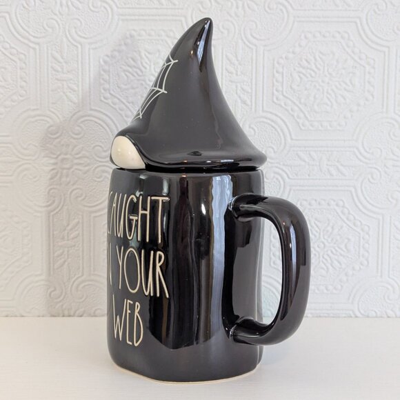 Rae Dunn Black Ceramic Halloween Coffee Mug with Decorative Lid - Caught in your - Picture 12 of 12